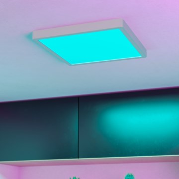 Eglo - Plafonieră LED RGBW dimabilă pentru baie, 13,5 W, 230 V, 2700–6500 K, 29,5 x 29,5 cm, IP44, albă