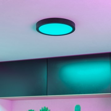 Eglo - Plafonieră LED RGBW dimerizabilă pentru baie, LED/11,2W/230V, 2700-6500K, Ø 21,1 cm, IP44, neagră