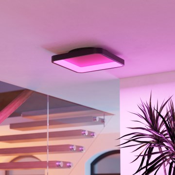 Eglo - Plafonieră LED RGBW reglabilă, 20W, 230V, 2700-6500K, 35x35 cm, neagră