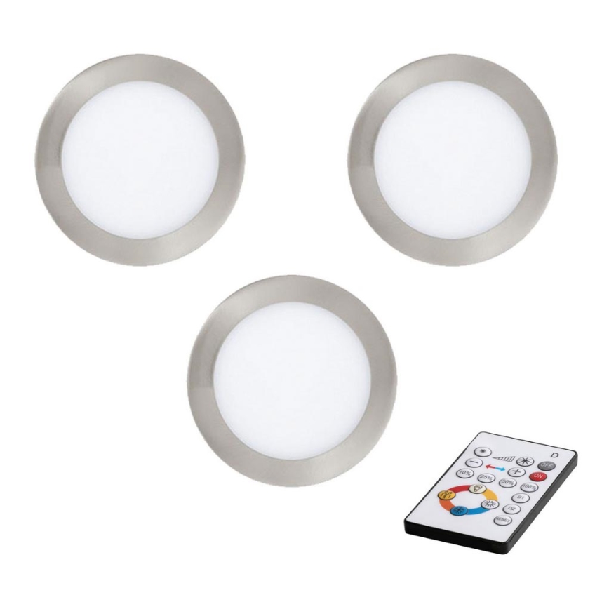 Eglo - Set 3x spoturi LED încastrate dimerizabile TINUS LED/6W/12/230V + telecomandă