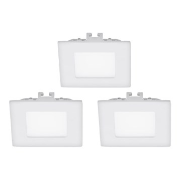 Eglo - Set 3x spoturi LED încastrate FUEVA 1 1xLED/2,7W/230V 8,5x8,5 cm