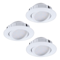 Eglo - Set de 3 spoturi LED încastrate PINEDA, dimerizabile, 5,5W, 230V