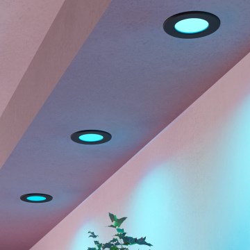 Eglo - Set de 3 spoturi LED RGBW încastrate pentru baie, reglabile, LED 2,8 W, 230 V, 2700–6500 K, Ø 8,8 cm, IP44, negru