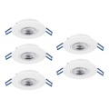 Eglo - Set de 5 spoturi LED încastrate, 4,9 W, 230 V, 2700/4000/6500 K, Ø 9 cm, alb