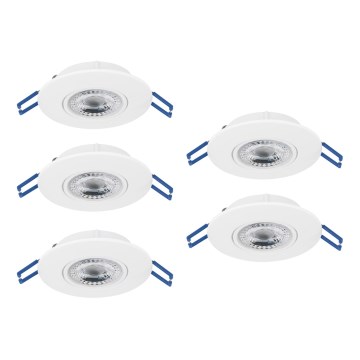 Eglo - Set de 5 spoturi LED încastrate, 4,9 W, 230 V, 2700/4000/6500 K, Ø 9 cm, alb