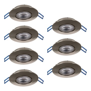 Eglo - Set de 7 spoturi LED încastrate, 4,9 W, 230 V, 2700/4000/6500 K, diametru 9 cm, crom mat
