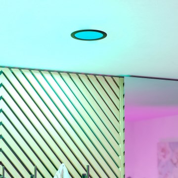 Eglo - Spot LED RGBW încastrat pentru baie, dimmabil, 9,5 W, 230 V, 2700–6500 K, Ø 16,8 cm, IP44, negru