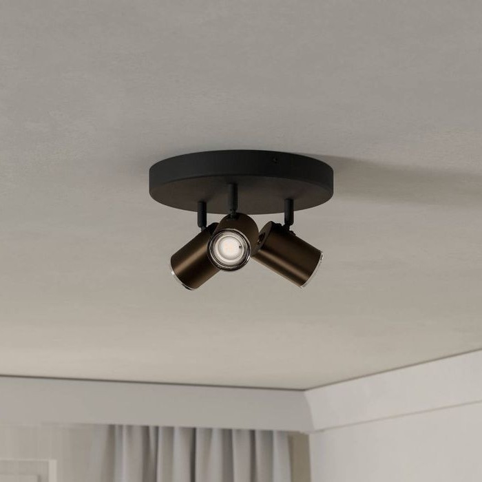 Eglo - Spot pentru baie, 3x GU10/5W/230V, Ø25 cm, IP44, negru/maro