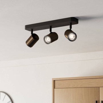 Eglo - Spot pentru baie 3xGU10/5W/230V IP44 negru/maro