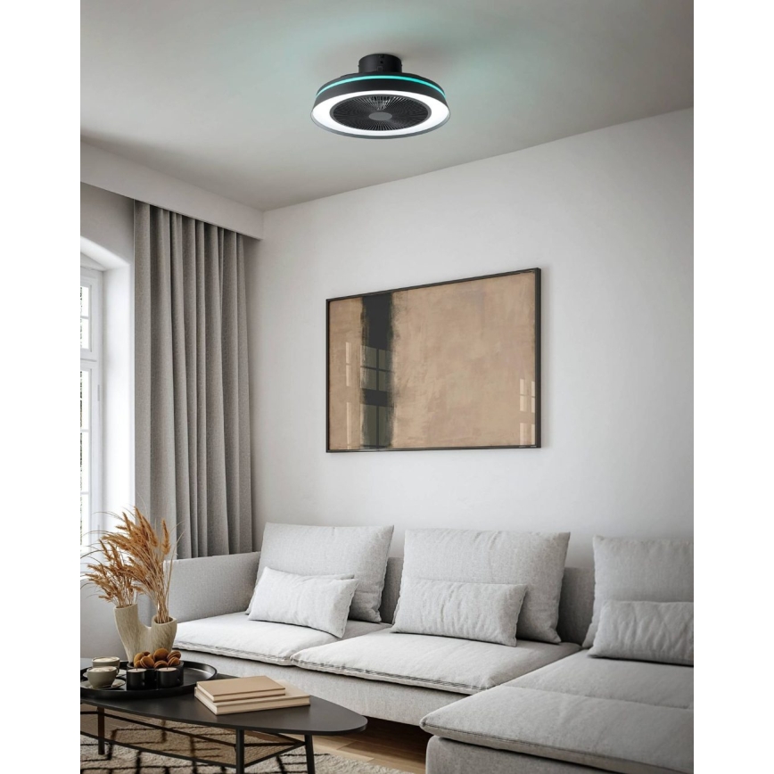 Eglo - Ventilator de tavan LED RGBW reglabil 3xLED/8,5W/230V+LED/6W 2700-6500K Ø 48 cm negru + telecomandă