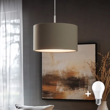 Eglo Tunja - lustră LED suspendată pe cablu, 1xE27/60W/230V, taupe