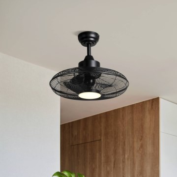 Eglo - Ventilator de tavan cu LED, 15 W, 230 V, 3000/4000/5000 K, diametru 53 cm, negru + telecomandă