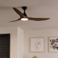 Eglo - Ventilator de tavan cu LED, 19W, 230V, 3000/4000/5000K, diametru 132 cm, maro, cu telecomandă