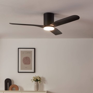 Eglo - Ventilator de tavan cu LED, dimabil, 17 W, 230 V, 3000/4000/5000 K, Ø 132 cm, negru + telecomandă