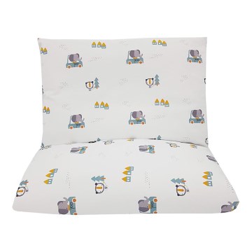 EKO - Lenjerie de pat din bumbac muselină pentru pătuț CARS, set 2 piese