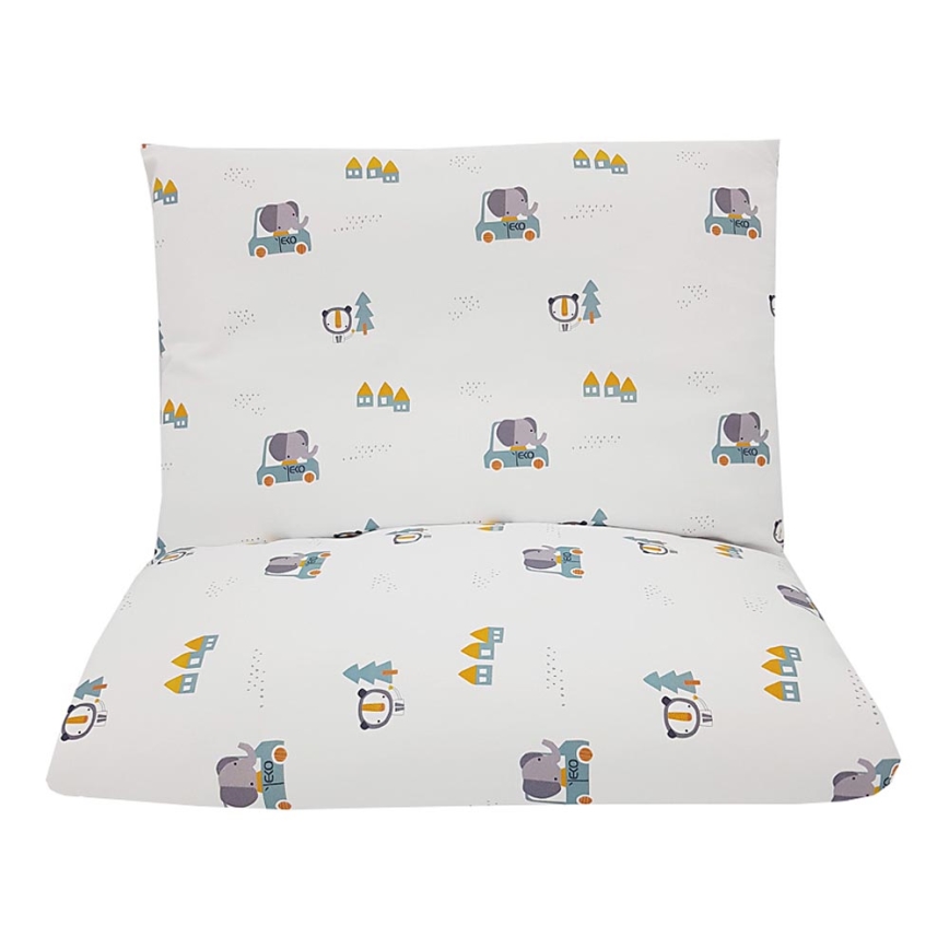 EKO - Lenjerie de pat din bumbac muselină pentru pătuț CARS, set 2 piese