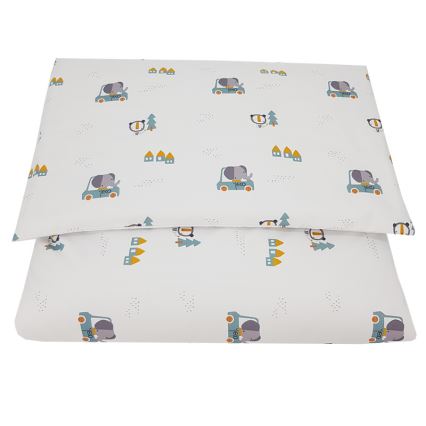 EKO - Lenjerie de pat din bumbac muselină pentru pătuț CARS, set 2 piese