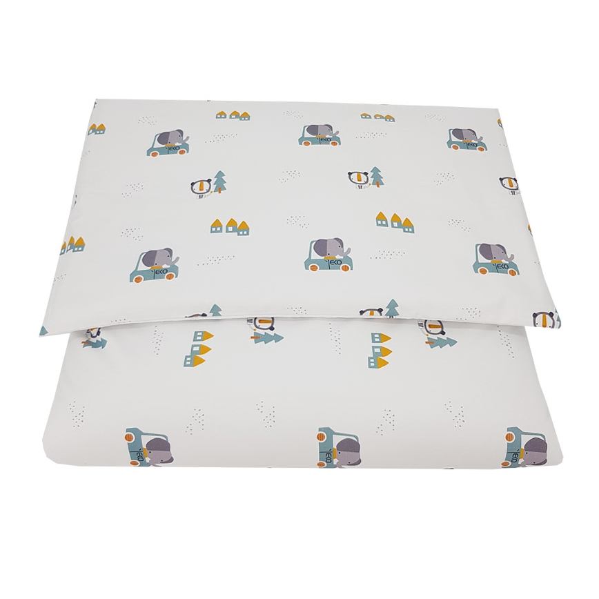 EKO - Lenjerie de pat din bumbac muselină pentru pătuț CARS, set 2 piese