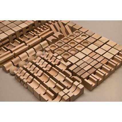 EkoToys - Set de 220 cuburi din lemn natural