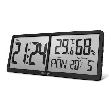 ELDONEX ECL-1110-BK - Ceas digital de perete TimeCheck, 4 baterii AA, negru