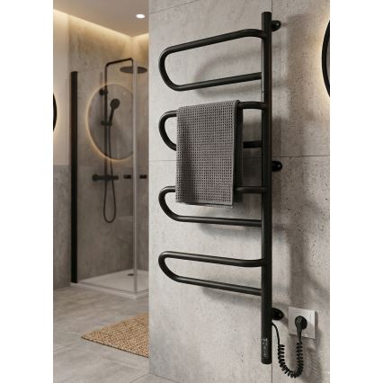 Uscător electric rotativ pentru prosoape ELECTRA 120W/230V 102,5x44,5 cm inox/negru, montaj pe partea dreaptă