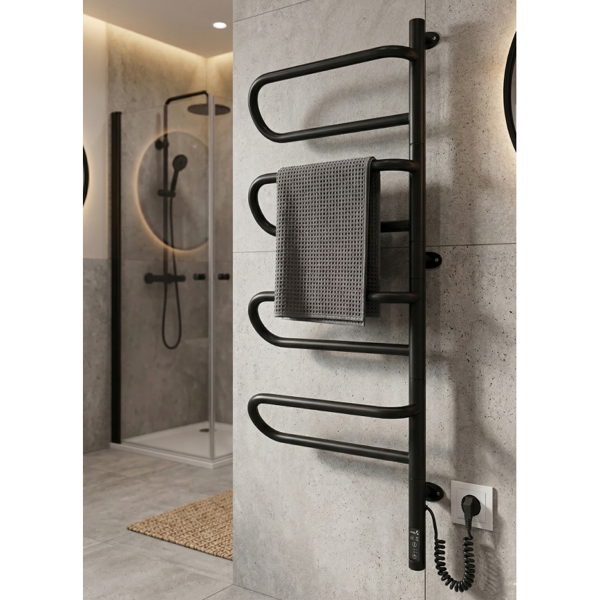 Uscător electric rotativ pentru prosoape ELECTRA 120W/230V 102,5x44,5 cm inox/negru, montaj pe partea dreaptă