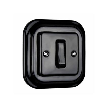 Elhard - Buton ceramic retro simplu cu ramă č. 1/0 negru
