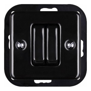Elhard - Comutator retro din ceramică, fără ramă, nr. 5, negru
