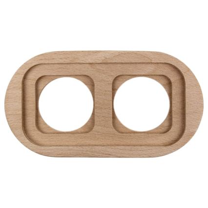 Elhard - Întrerupător retro din ceramică č. 1 și priză 230V cu ramă alb/lemn deschis