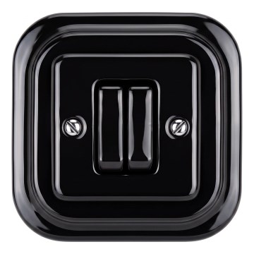 Elhard - Comutator retro din ceramică pentru jaluzele, cu ramă, negru