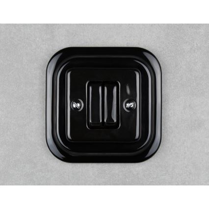 Elhard - Comutator retro din ceramică pentru jaluzele, cu ramă, negru