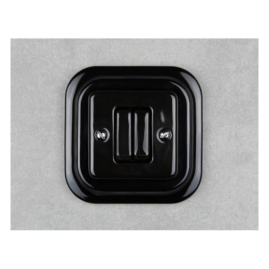 Elhard - Comutator retro din ceramică pentru jaluzele, cu ramă, negru