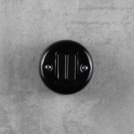 Elhard - Comutator retro din ceramică pentru jaluzele, montaj pe perete, negru