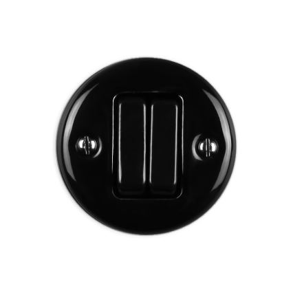 Elhard - Comutator retro din ceramică pentru jaluzele, montaj pe perete, negru