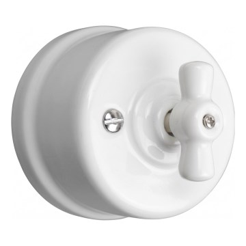 Elhard - Comutator rotativ ceramic retro pentru perete, seria 5, alb