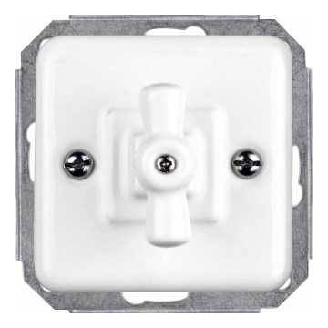 Elhard - Comutator rotativ retro din ceramică pentru scară, fără ramă, nr. 6, alb