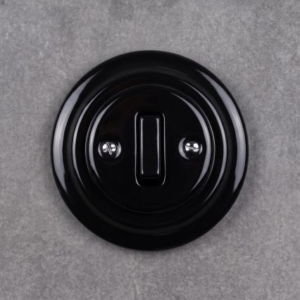 Elhard - Întrerupător ceramic retro simplu cu ramă nr. 1 negru