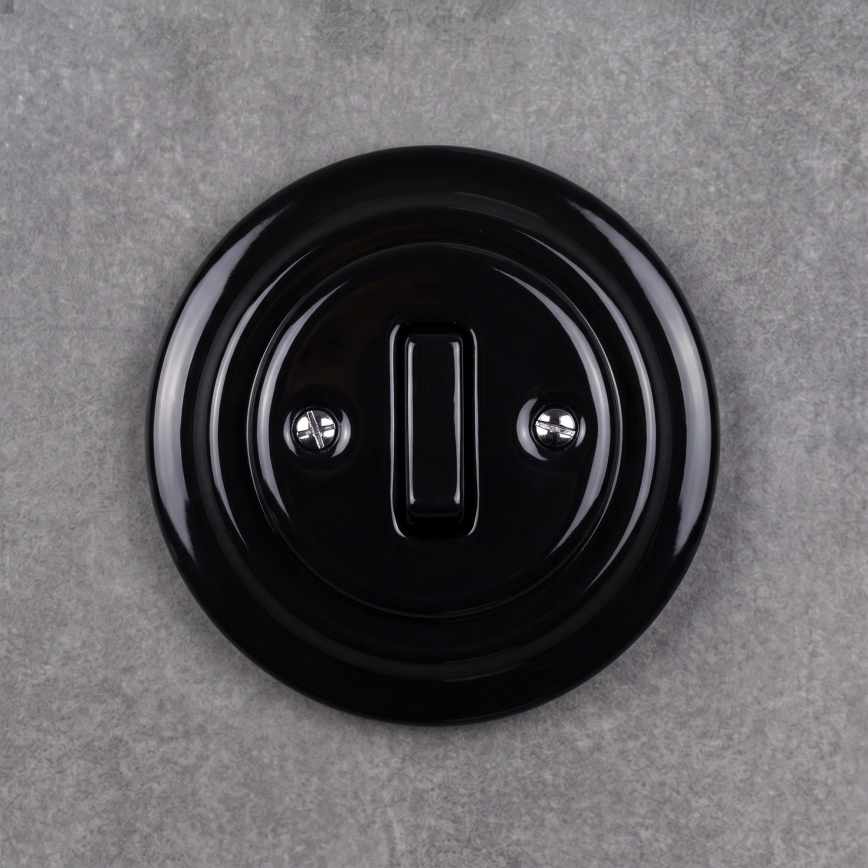 Elhard - Întrerupător ceramic retro simplu cu ramă nr. 1 negru