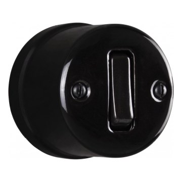 Elhard - Întrerupător de perete retro din ceramică pentru scară, nr. 6, negru
