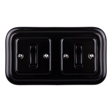 Elhard - Întrerupător dublu ceramic retro cu ramă nr. 1 negru