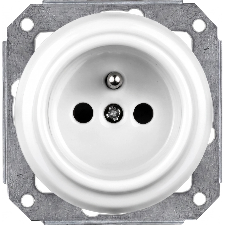Elhard - Întrerupător retro ceramic nr. 1 și priză 230V cu ramă albă