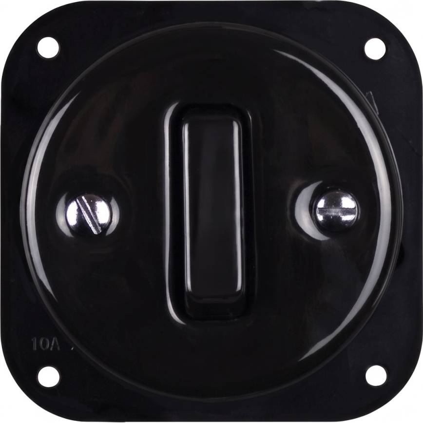 Elhard - Întrerupător retro din ceramică, 1 modul, și priză 230V cu ramă SCHUKO, negru