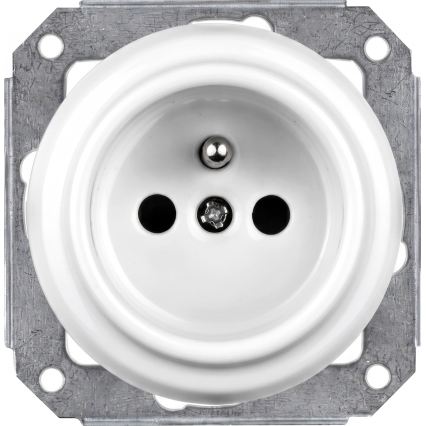 Elhard - Întrerupător retro din ceramică č. 1 și priză 230V cu ramă albă/lemn închis
