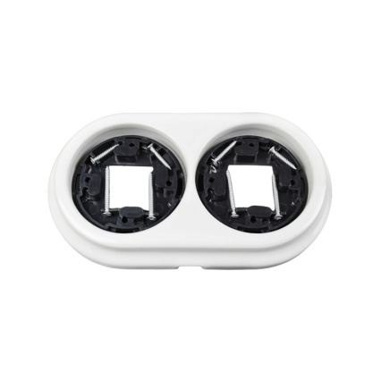Elhard - Comutator retro din ceramică pentru perete, unipolar nr. 1 și priză SCHUKO 230V cu ramă albă