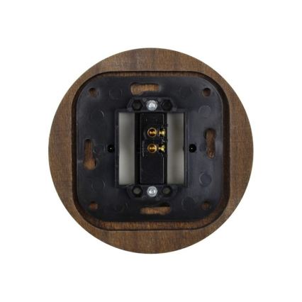 Elhard - Întrerupător retro simplu din ceramică cu ramă nr. 1 alb/lemn închis