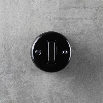 Elhard - Întrerupător retro simplu din ceramică nr. 1, negru
