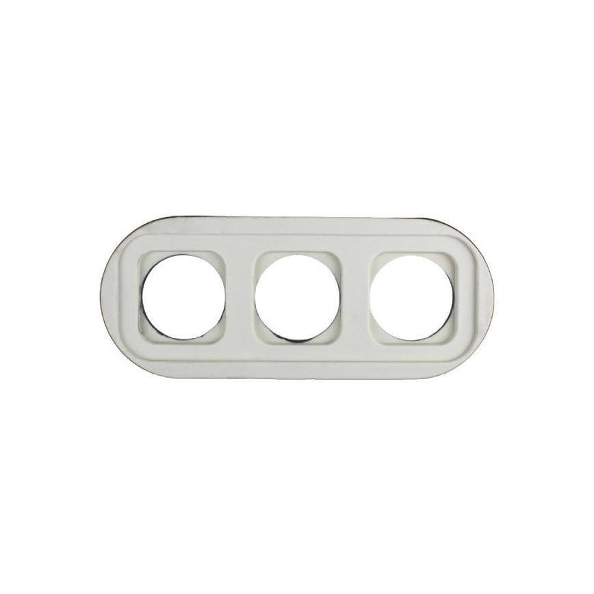 Elhard - Priză casnică ceramică retro triplă cu ramă SCHUKO 230V neagră