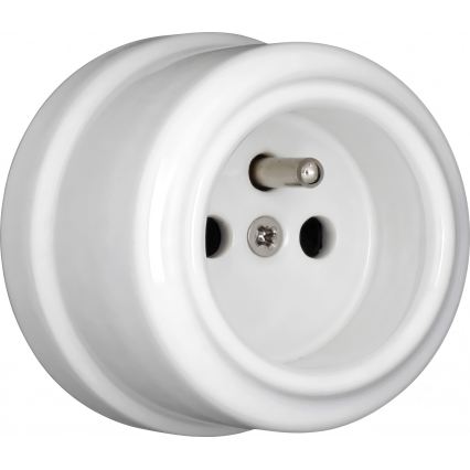 Elhard - Priză ceramică retro de perete pentru uz casnic cu ramă 230V albă