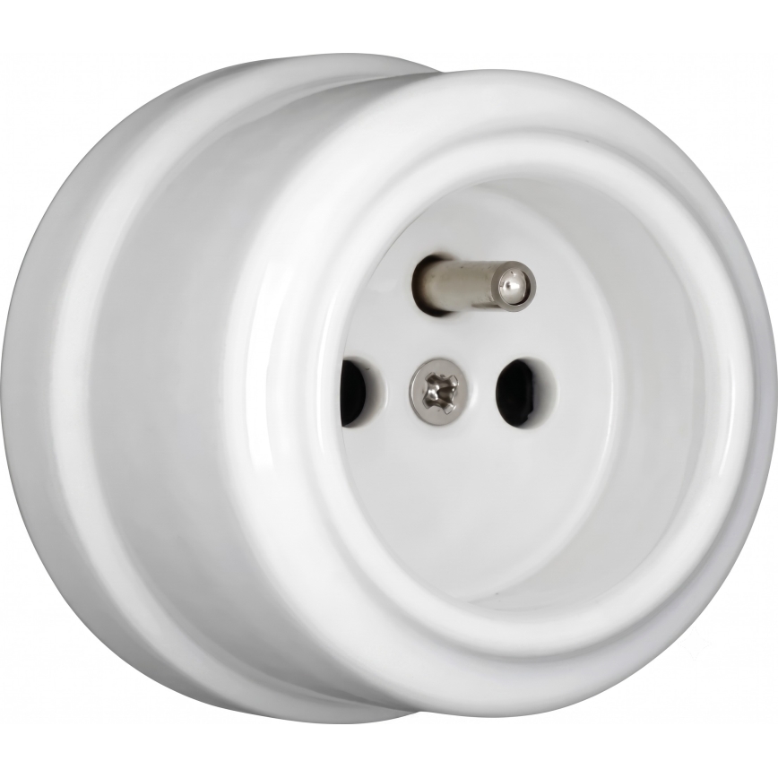 Elhard - Priză ceramică retro de perete pentru uz casnic cu ramă 230V albă