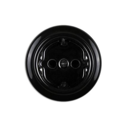 Elhard - Priză ceramică retro de perete pentru uz casnic cu ramă SCHUKO, 230 V, neagră
